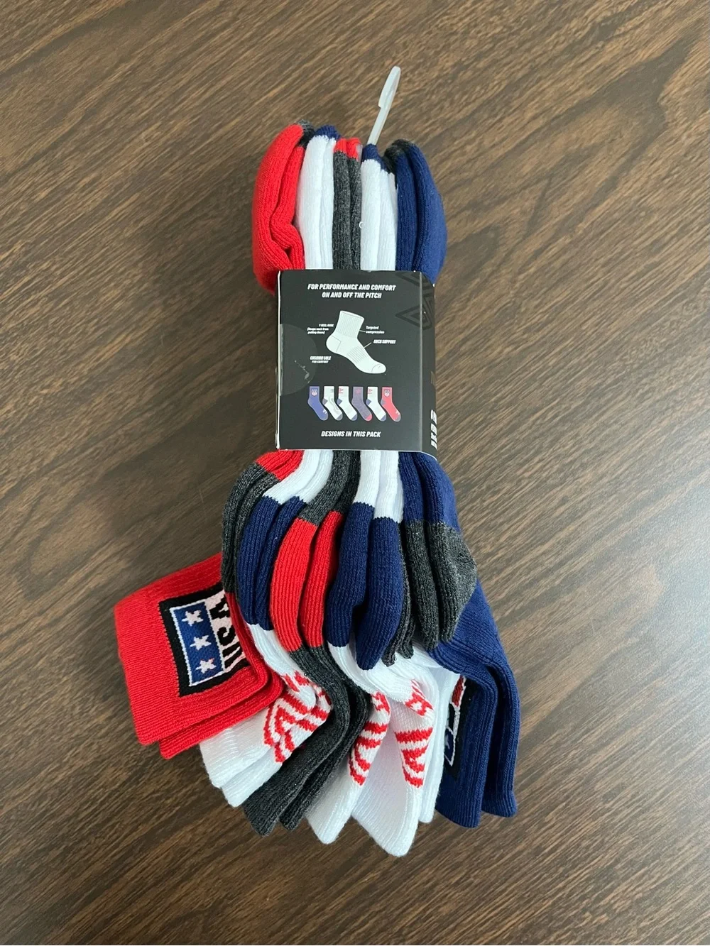 Umbro Tournament Edition USA Soccer Socks 6 Pairs Sz 6-12 New With Tags